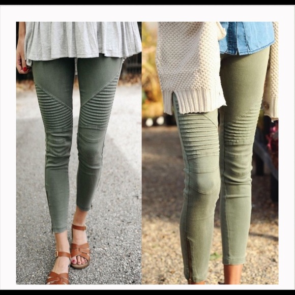 Pants - Olive Moto Biker Pants